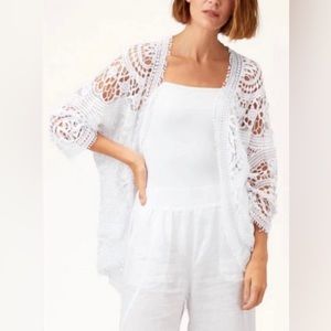 XCVI Fiorella White Crocheted Cardigan. Size 2 (M-XL)